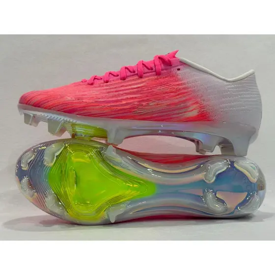 Mais Recente Venda Quente Chuteiras FG 37-43BR Masculino Malha Rosa E Branco Gradiente Botas Duráveis