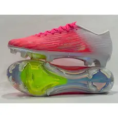 Mais Recente Venda Quente Chuteiras FG 37-43BR Masculino Malha Rosa E Branco Gradiente Botas Duráveis