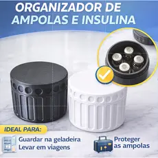 Organizador Porta 4 Ampolas e Insulina Tirzec Para frascos Estojo Rígido Porta Vacinas Injeções TG