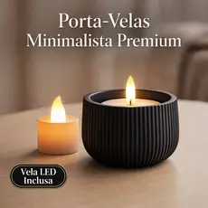 Porta-Velas Decorativo Minimalista Premium + vela LED - Ideal Jantar Romântico e Presente Namorados Dia das Mães