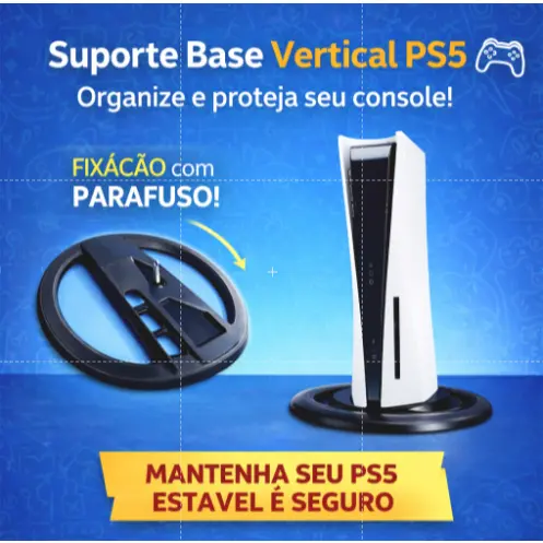 Suporte Vertical PS5 Playstation 5 Slim Fat Digital Pro  Base Vertical  Mesa Dock Estável