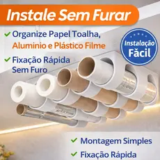 Porta Papel Toalha Duplo Suporte Rolos Cozinha Papel Alumínio Filme Plástico Organizador Armário com fita dupla face