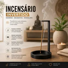 Incensário Porta Incenso Invertido Moderno Zen Feng Shui Yoga Decorativo Aromaterapia Meditação Presente criativo 22cm.