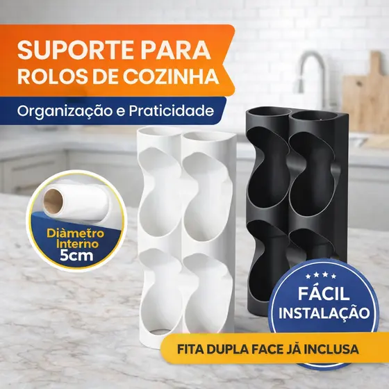 Porta Rolos Papel Toalha Filme PVC Alumínio Organizador De Cozinha Suporte Suspenso Para Armário Multiuso