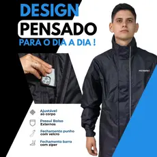 Capa De Chuva Em Nylon Moto Motoqueiro Impermeável Pioneira Frio Proteção Tamanho P Cor Preta