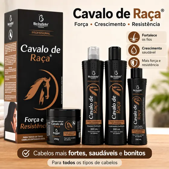 Kit Capilar Cavalo de Raça Bio Instinto 4 Itens Crescimento Fortalecimento Profissional