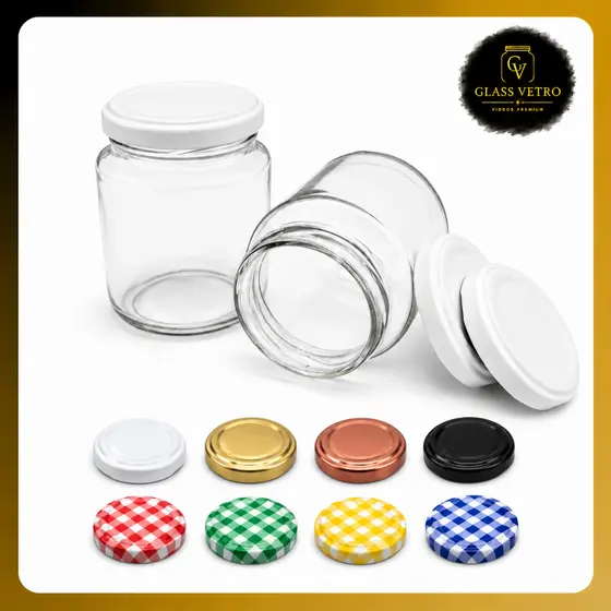 Kit 24 Potes De Vidros 240ml Belem Nadir Para Geleias Doces Temperos Tampas Metálicas Lacres