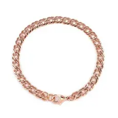 Pulseira unissex de corrente cubana em cobre puro, equipada com fecho lagosta ajustável, estilo punk, resistente a arran