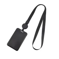 Porta-crachá de trabalho preto, equipado com um clipe retrátil, denominado TVMJ.   XMMR