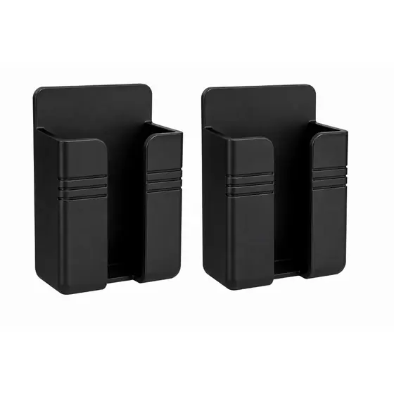 Kit 2 Suportes De Parede Para  Controles Remotos E Celular Organizador Preto