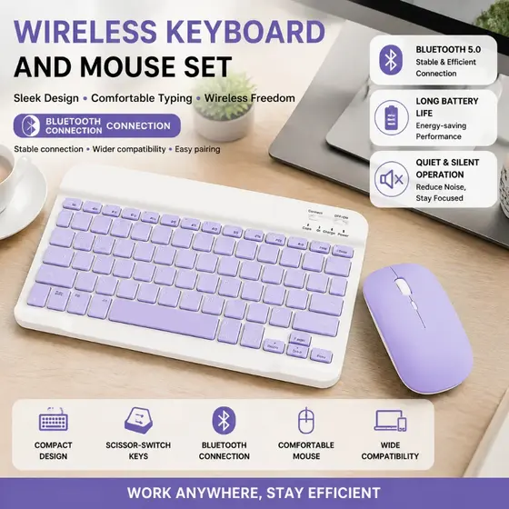 Mini Combinação De Teclado E Mouse Sem Fio Bluetooth Para iPad Telefone Tablet Android Portátil Leve Compacto Trabalho