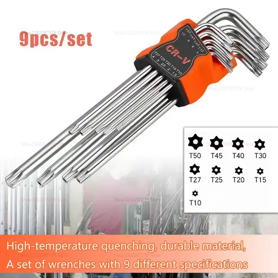 Chave De Fenda Dupla Tipo L , 9 Peças , Conjunto De Sextavada , Torx Tamanhos Para Reparo Mecânico Automático , Ferramen