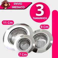 Kit 1/3 Ralo Pia Inox 7cm 9cm 11cm Cozinha Banheiro Filtro Anti Entupimento Coletor Resíduos