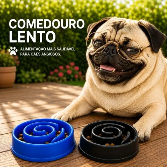 Comedouro Educativo Lento Para Cachorro Gato Pequeno e Grande