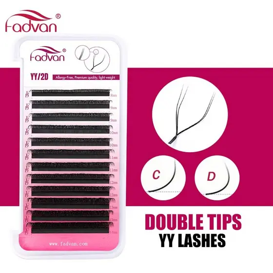 Cílios Y FADVAN YY 0.07D / C 8mm 9mm 10mm 11mm 12mm 13mm 14mm Mix Alongamento Cílios Volume Brasileiro