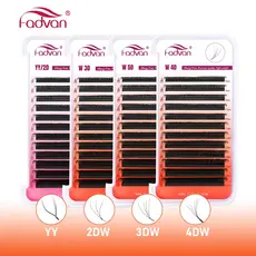 Cílios FADVAN 5DW 4DW 3DW YY U-YY Fox 0.07D 0.07C 8mm 9mm 10mm 11mm 12mm 13mm 14mm Mix Alongamento