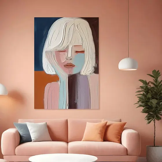 Quadro Decorativo Mulher Abstrata Minimalista 60x90 Tela Canvas Grande Pronto Para Pendurar Sala Quarto