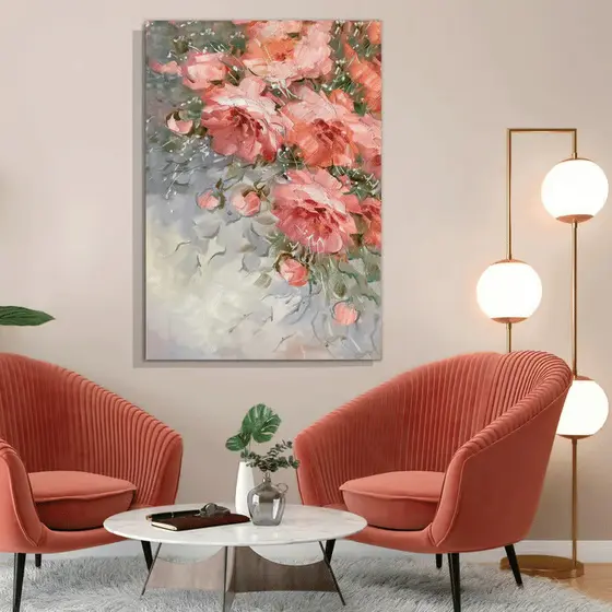 Quadro Decorativo Flores Coral Aquarela 60x90 Tela Canvas Grande Pronto Para Pendurar Sala Quarto