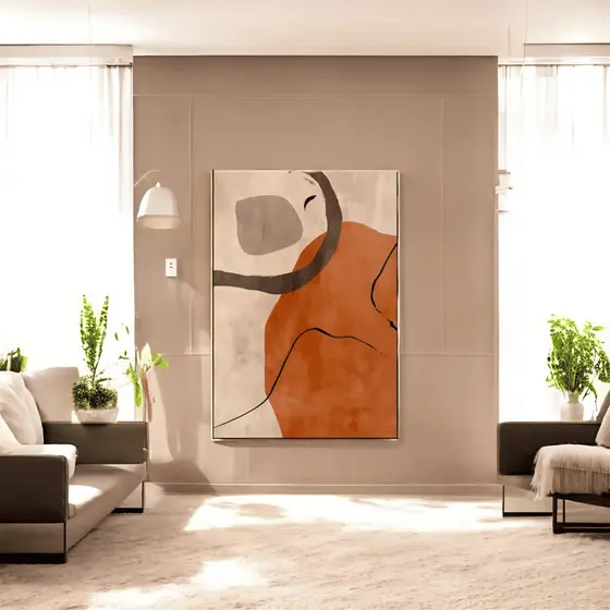 Quadro Decorativo Formas Abstratas Terracota 60x90 Tela Grande Pronto Para Pendurar Sala Quarto