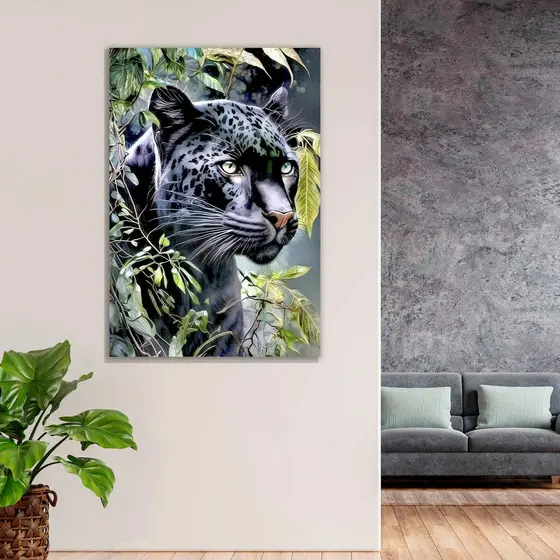 Quadro Decorativo Pantera Negra na Selva 60x90 Tela Canvas Grande Pronto Para Pendurar Sala Quarto
