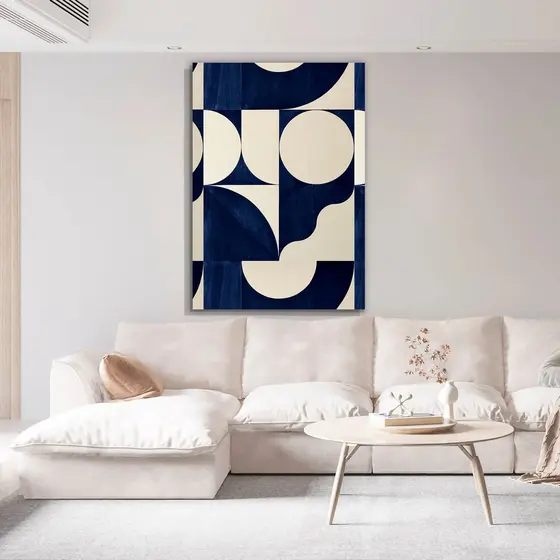 Quadro Decorativo Formas Geométricas Bauhaus 60x90 Tela Canvas Grande Pronto Para Pendurar Sala Quarto