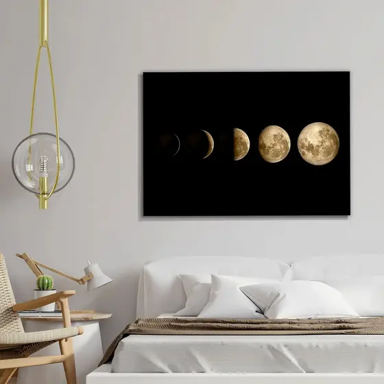 Quadro Decorativo Fases da Lua 60x90 Tela Canvas Grande Pronto Para Pendurar Sala Quarto