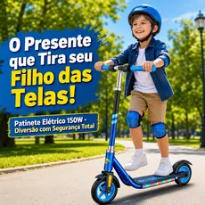 Patinete Elétrico Infantil LED 150W Recarregável Até 60kg Freio Eletrônico INMETRO