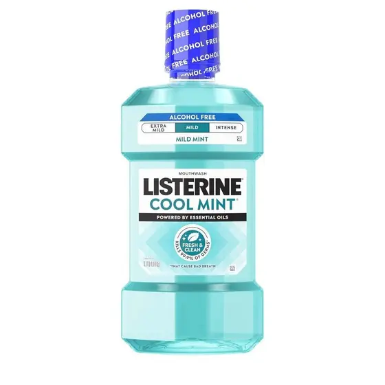 Enxaguante bucal suave sem álcool Listerine Cool Mint, elimina 99,9% dos germes que causam mau hálito, sabor menos inten