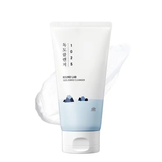 ROUND LAB 1025 Dokdo Cleanser 5.07 Fl Oz, Limpador Facial de Baixo pH para Pele Sensível, Bolhas Ricas e Suaves para Lim