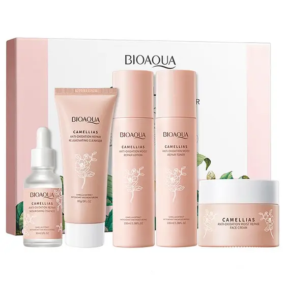 BIOAQUA Camélia Essência Tonificante Anti-Oxidação e Reparadora Hidratante para o Rosto, Loção de Limpeza Facial, Sérum