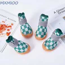 MXMIOO 4 Unidades/Conjunto Sapatos Respiráveis Para Cães De Estimação , De Malha Macios Antiderrapantes Cachorros , Bota