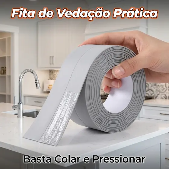 Fita Vedante Autoadesiva Antimofo Borda de Pia Cozinha Lavabo Sanita Proteção Contra Água