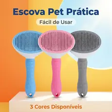 Escova Pet Limpeza 1 Clique 3 Cores Rosa Azul Cinza