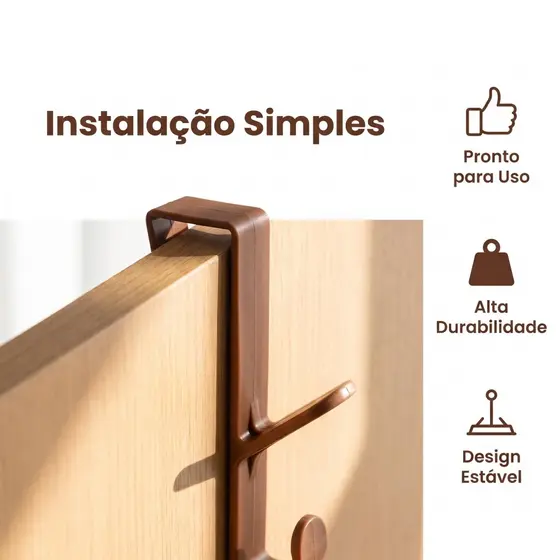 Suporte de Cabides para Porta Sem Perfuração Fácil de Usar