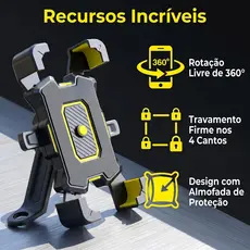 Suporte Universal Instalação Rápida 1 Mão para Moto e Bicicleta