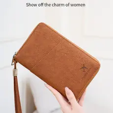Novo saco de passaporte Anti-magnético RFID longo zíper titular do passaporte multifuncional saco de documentos de armaz