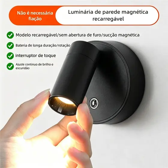 Rechargeable Wireless LED Reading Lamp - Wall Sconce Bedside Lamp for Bedroom