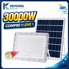 Keycool 15000W Refletor Solar LED Externo 6500K IP69 Controle Remoto Cabo 5m e Brilho Ajustável para Jardim e Garagem