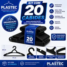 Kit 20 Cabides Preto Reforçado Linha Premium para Adultos