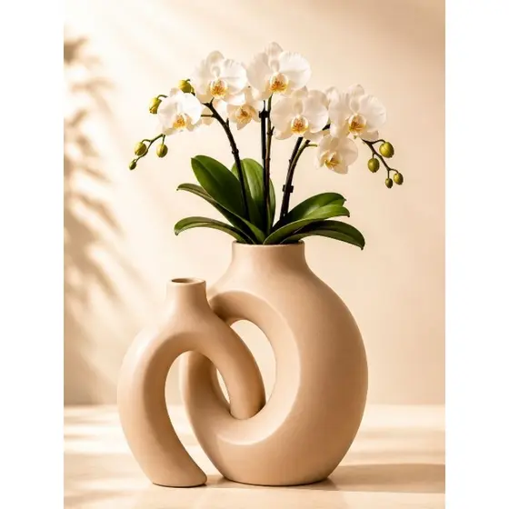 Vaso de decoração Kit com 2 Vasos Decorativos Cerâmica Premium Mônaco