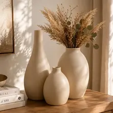 Vaso de decoração Kit con 3 Vasos Decorativos Cerâmica Premium Bulbo Sala Moderna