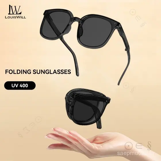 Óculos de Sol Dobráveis LouisWill com Lentes Polarizadas, Óculos de Sol para Viagens ao Ar Livre, Óculos de Sol Feminino