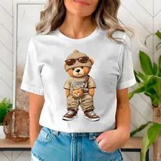 Camiseta Feminina Urso Fashion Estampa Premium Algodão Casual Confortável Tendencia