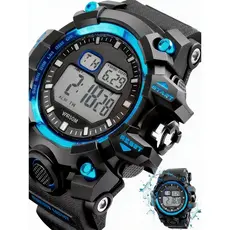 Relógio Digital LED Esportivo 54mm 12/24h Data À Prova d'Água - Pulseira Borracha