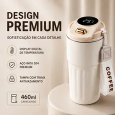 Copo Térmico Inteligente 460ml com Display Digital de Temperatura Aço Inox 304 Garrafa Térmica Antivazamento Portátil BP
