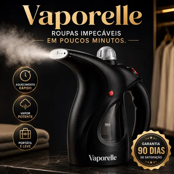 Passadeira a Vapor Portátil 127V Vaporizador de Roupas Desamassa Tecidos Aquecimento Rápido Vaporelle