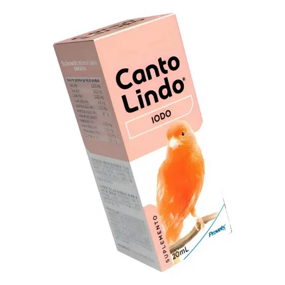 Cantolindo Iodo 20ml para Pássaros Muda de Penas Aves Canário Curió Suplemento
