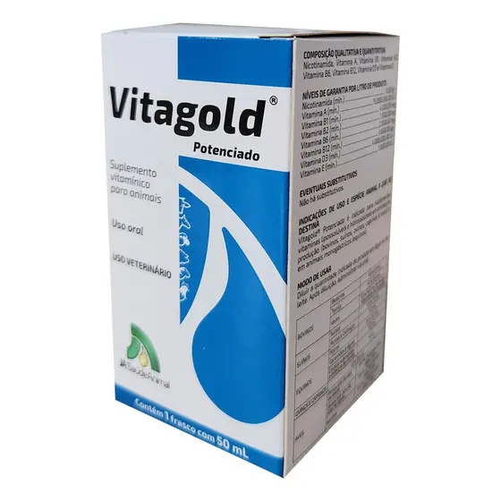 Vitagold Potenciado - 50 Ml - Suplemento vitaminico - Para animais