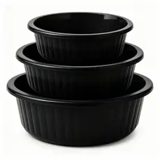 kit Bacias Grande Média Pequena Plástico Canelada C/3 Color Cozinha lavanderia multiuso