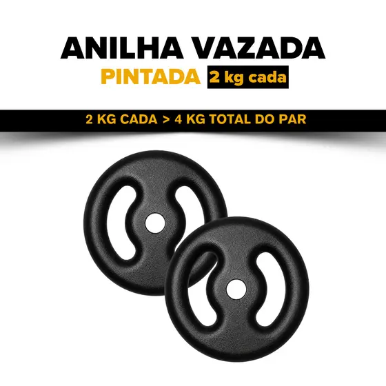 Par de Anilha vazada Pintada 2kg - Qualidade Premium